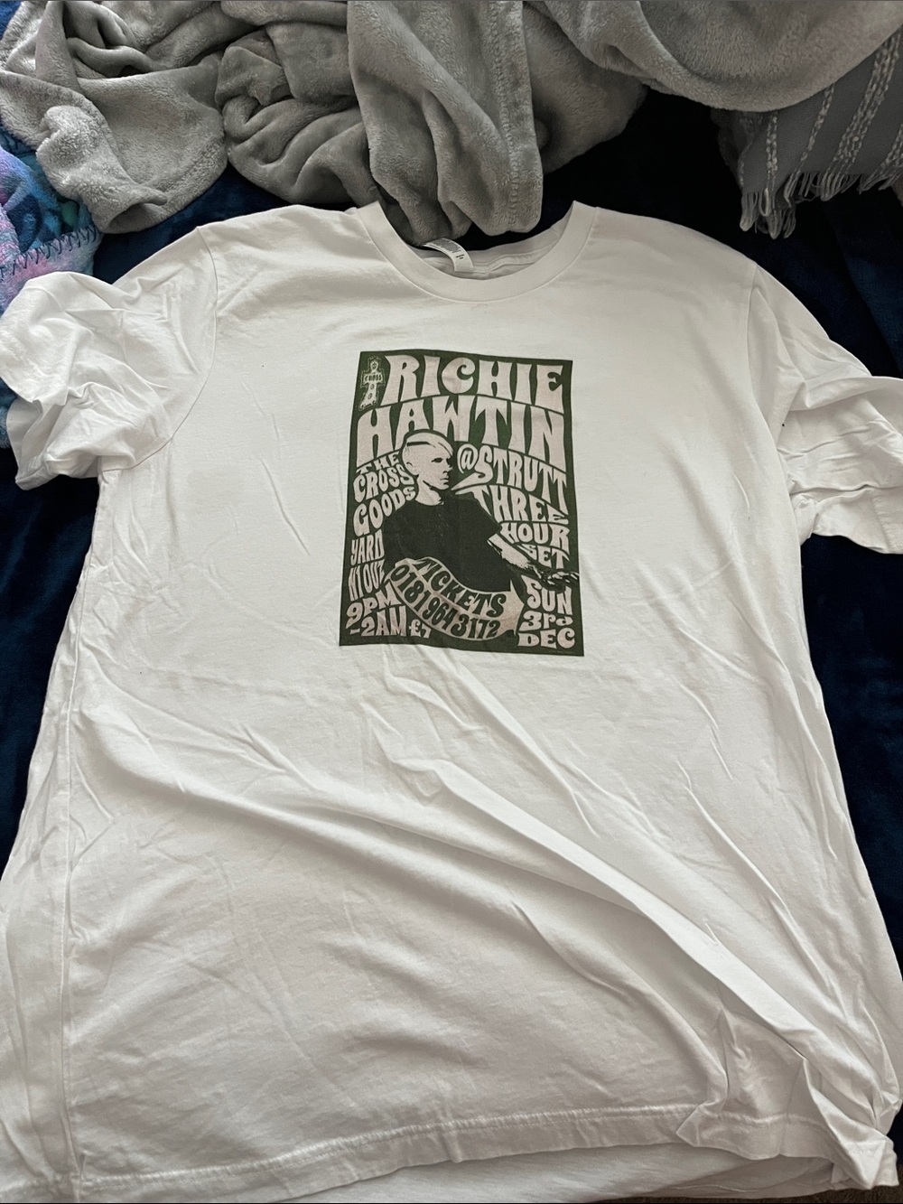 Richie Hawtin Graphic Tee - White with Olive Green Print concert tee NWOT